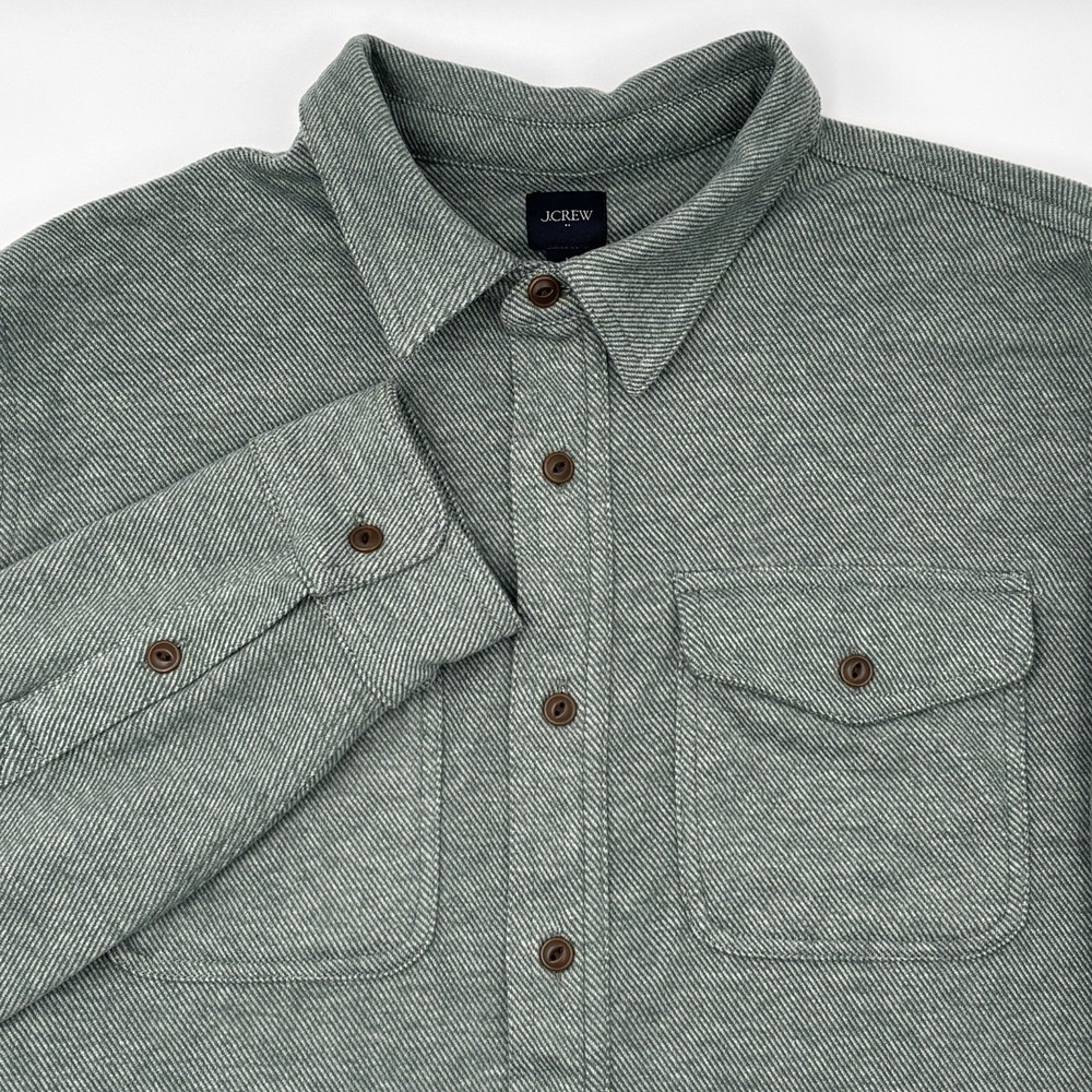 NWT J.Crew Factory Mens L Double Knit Work Shirt Jacket Sage Green CA914 $120